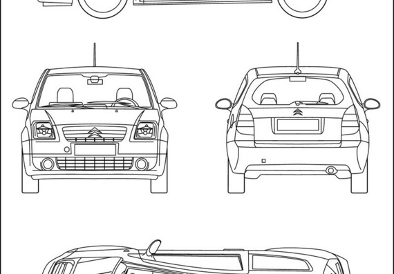 Citroen C2 (Cитроен C2) - чертежи (рисунки) автомобиля